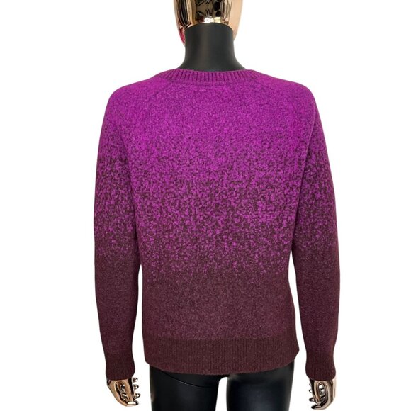Athleta Jacquard Crew Sweater Ombre Purple Burgundy Wool Blend Medium - Picture 3 of 8